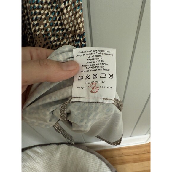 Anatomie Printed Marine Dress S Small Reptile Plaid Green Brown Faux Wrap 3/4 - Picture 5 of 7